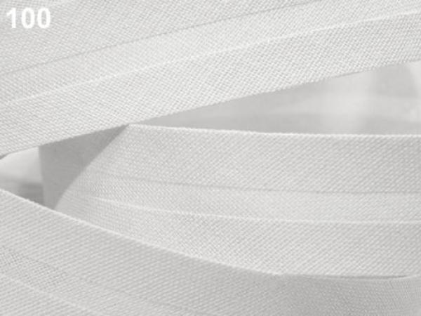 Schrägband Weiß 20mm Doppel Gefalzt 100% Baumwolle 