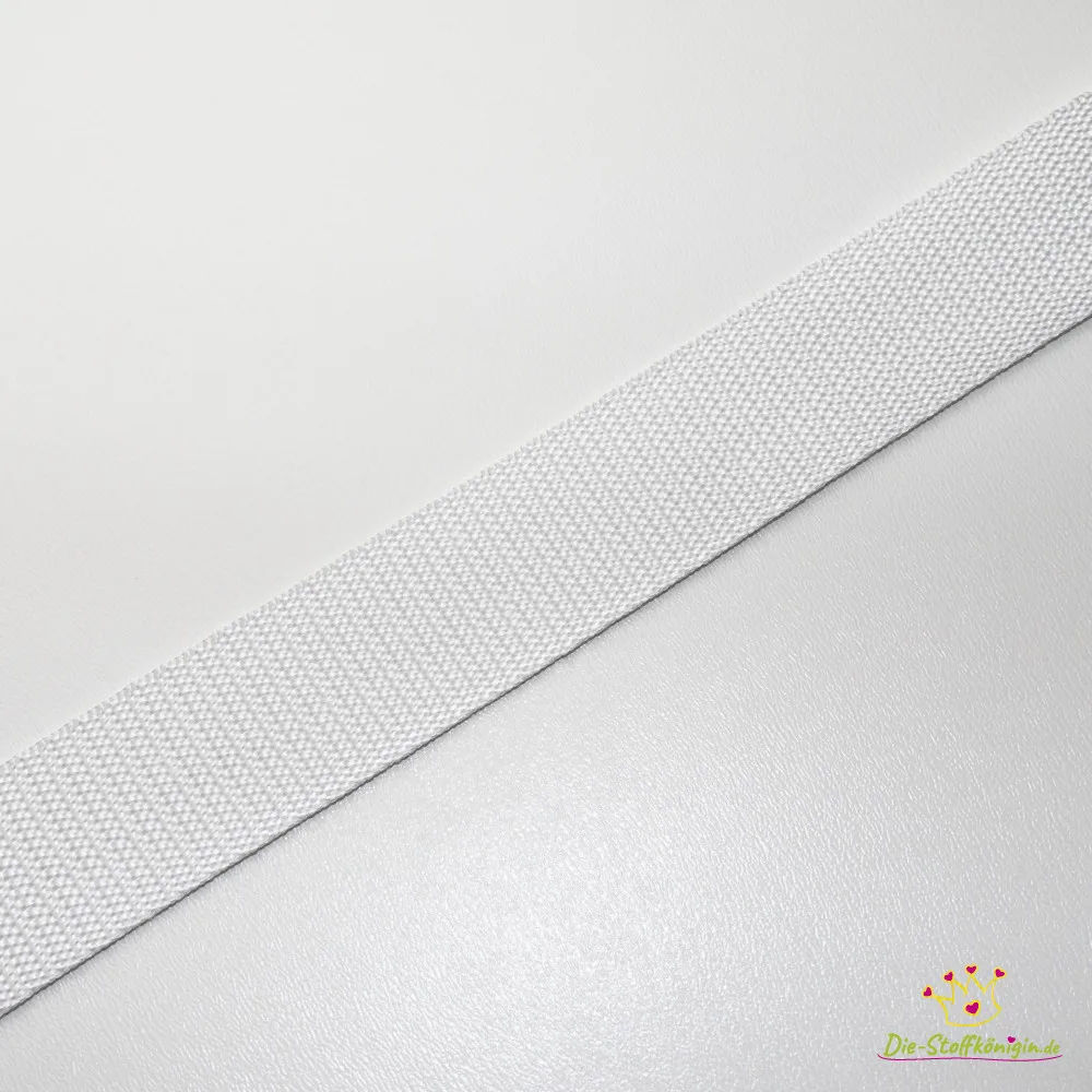 Gurtband Uni in Weiß, 30 mm breit, Meterware im Ausschnitt