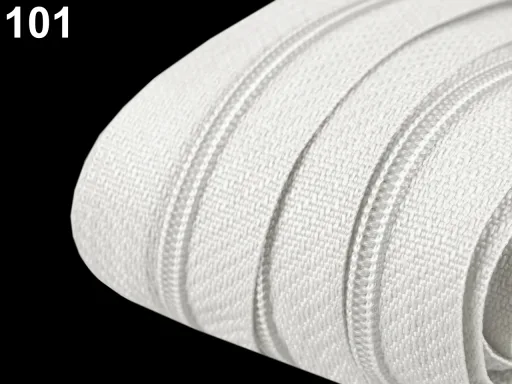 Reißverschluss als Meterware in Weiß, spiralförmig, mit 3 mm Spiralbreite