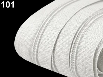 Reißverschluss als Meterware in Weiß, spiralförmig, mit 3 mm Spiralbreite