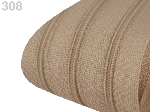 Reißverschluss als Meterware in Beige, spiralförmig, mit 3 mm Spiralbreite