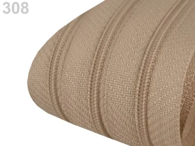 Reißverschluss als Meterware in Beige, spiralförmig, mit 3 mm Spiralbreite