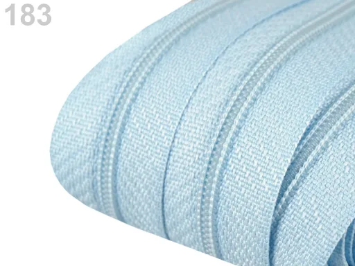 Reißverschluss als Meterware in Babyblau, spiralförmig, mit 3 mm Spiralbreite