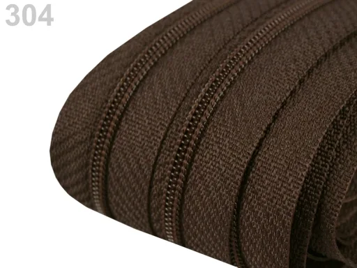 Reißverschluss als Meterware in Schokoladenbraun, spiralförmig, mit 3 mm Spiralbreite