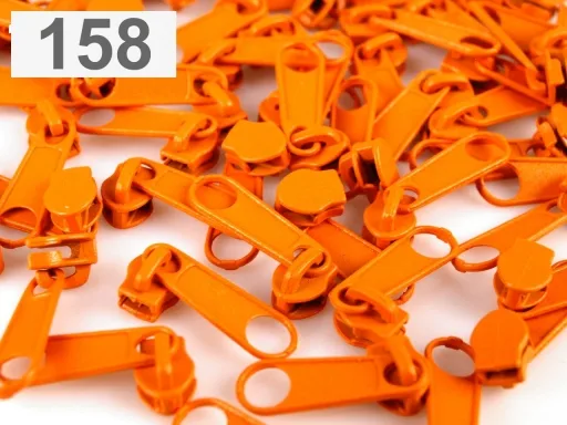 Zipper Schieber in Orange für spiralförmige Reißverschlüsse, 3 mm Spiralbreite