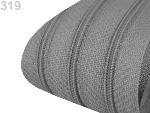 Reißverschluss als Meterware in Stahlgrau, spiralförmig, mit 3 mm Spiralbreite