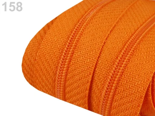 Reißverschluss als Meterware in Orange, spiralförmig, mit 3 mm Spiralbreite