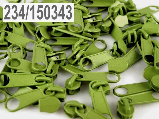 Zipper Schieber in Grün für spiralförmige Reißverschlüsse, 3 mm Spiralbreite