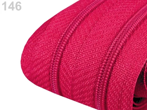 Reißverschluss als Meterware in Pink, spiralförmig, mit 3 mm Spiralbreite