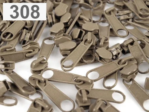 Zipper Schieber in Beige für spiralförmige Reißverschlüsse, 3 mm Spiralbreite