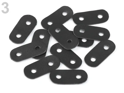 Kordelstopper aus Kunstleder in Schwarz, Nahaufnahme