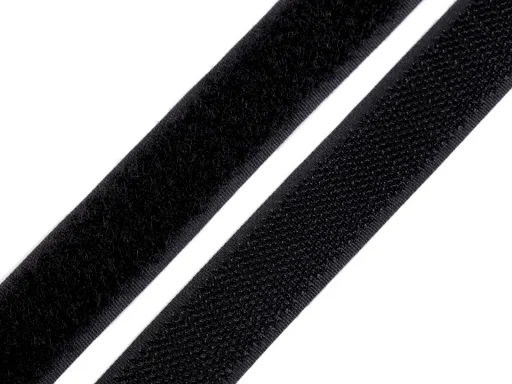 Klettband in Schwarz, Meterware im Ausschnitt