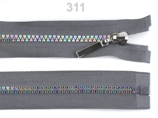 Reißverschluss teilbar 40 cm in Stahlgrau, Metall Regenbogen 5 mm