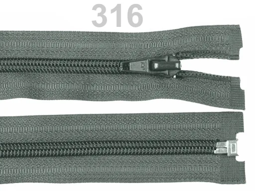 Reißverschluss teilbar 50 cm in Mittelgrau, Spirale 5 mm