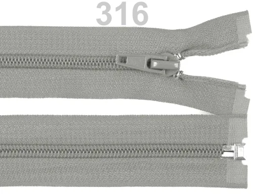Reißverschluss teilbar 40 cm in Mittelgrau, Spirale 5 mm