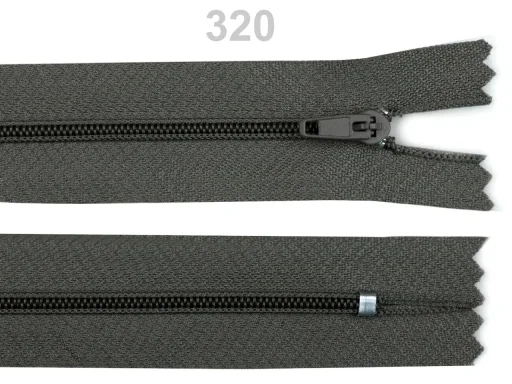 Reißverschluss nicht teilbar 18 cm in Dunkelgrau, Spirale 3 mm
