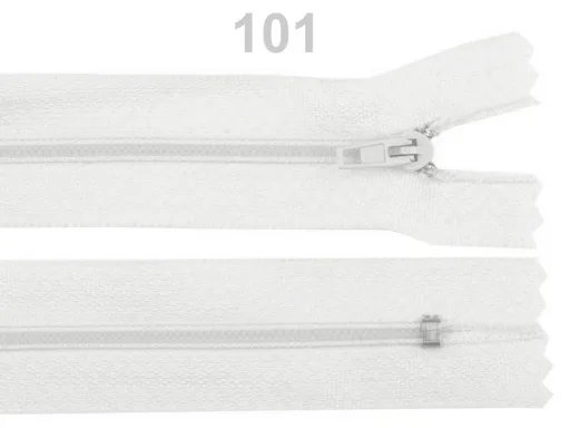 Reißverschluss nicht teilbar 18 cm in Weiß, Spirale 3 mm