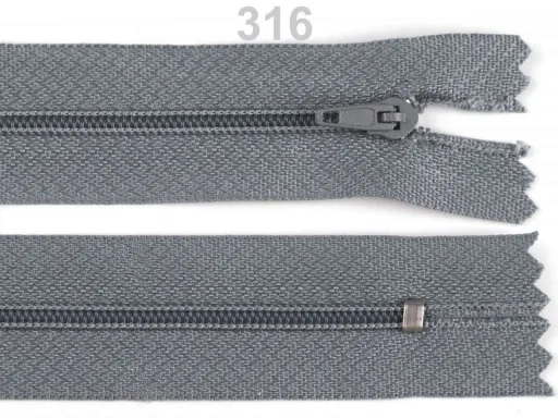 Reißverschluss nicht teilbar 18 cm in Mittelgrau, Spirale 3 mm