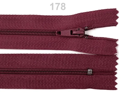 Reißverschluss nicht teilbar 18 cm in Bordeaux, Spirale 3 mm