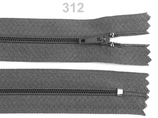 Reißverschluss nicht teilbar 20 cm in Dunkelgrau, Spirale 3 mm