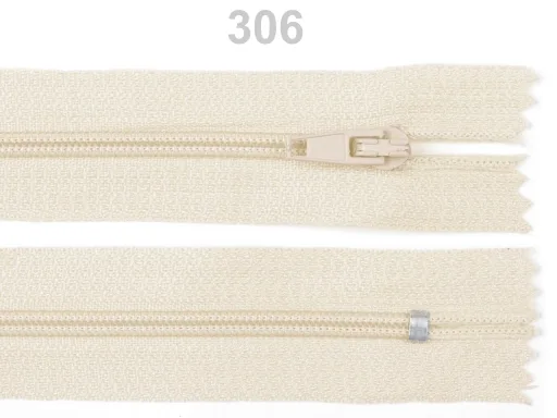 Reißverschluss nicht teilbar 20 cm in Creme, Spirale 3 mm