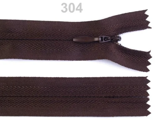 Nahtverdeckter Reißverschluss 20 cm in Schokoladenbraun, Spirale 3 mm