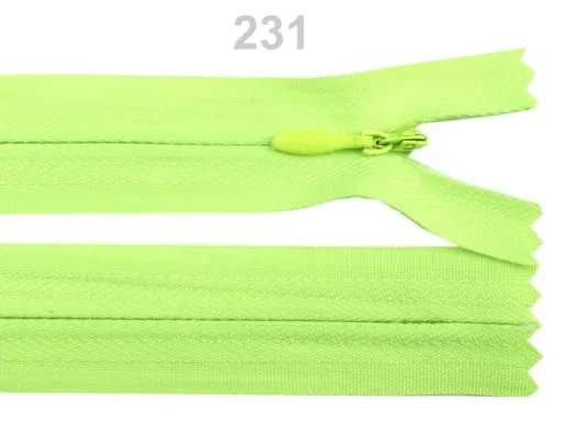 Nahtverdeckter Reißverschluss 60 cm in Neonlimette, Spirale 3 mm