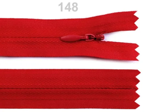 Nahtverdeckter Reißverschluss 60 cm in Rot, Spirale 3 mm