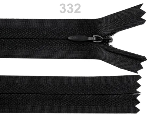 Nahtverdeckter Reißverschluss 60 cm in Schwarz, Spirale 3 mm