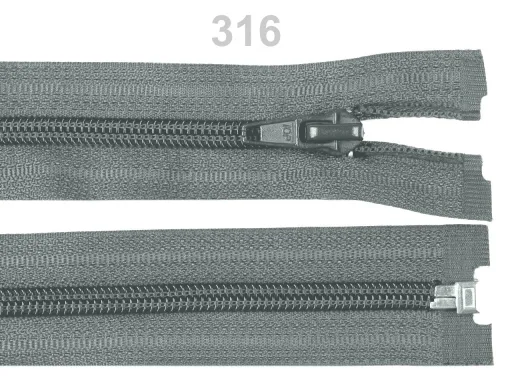 Reißverschluss teilbar 45 cm in Mittelgrau, Spirale 5 mm