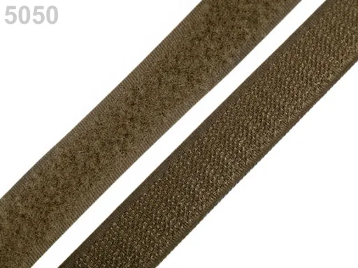 Klettband in Khaki, Meterware im Ausschnitt