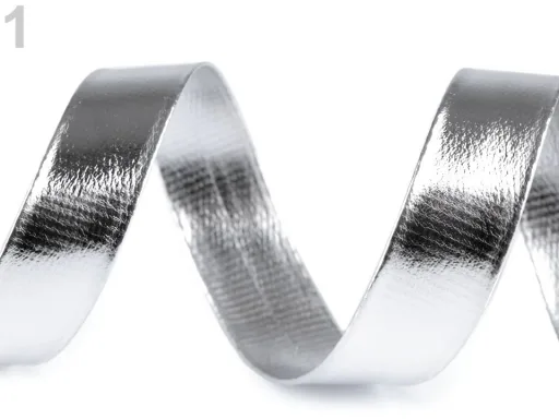 Schrägband Kunstleder in Silber, Meterware im Ausschnitt