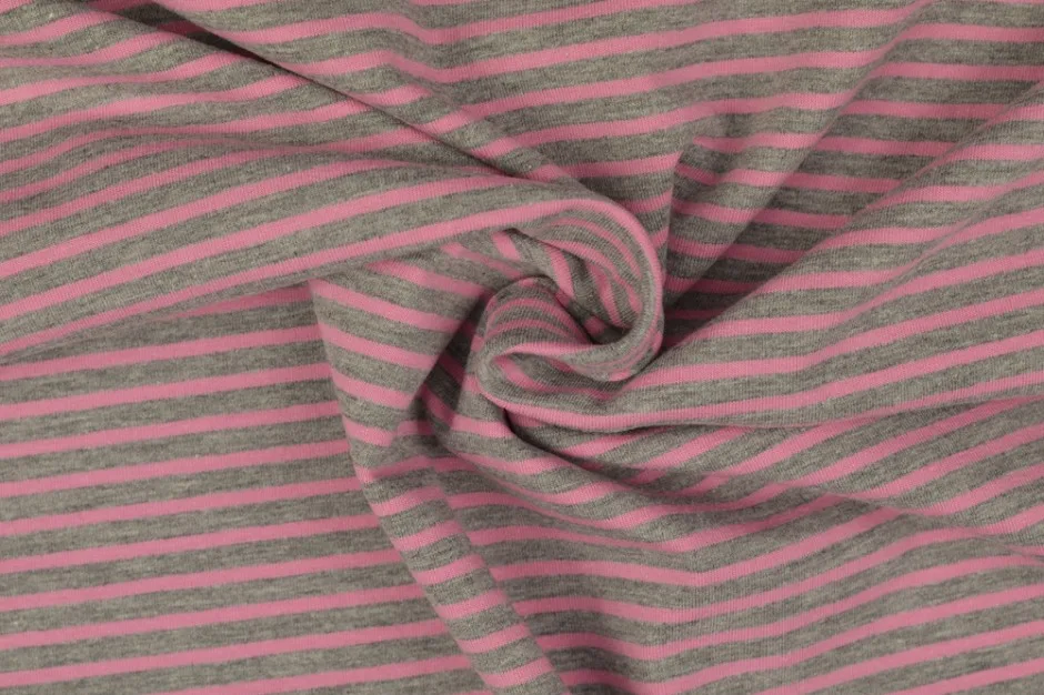 Baumwolljersey in Grau/Rosa, Meterware im Detail