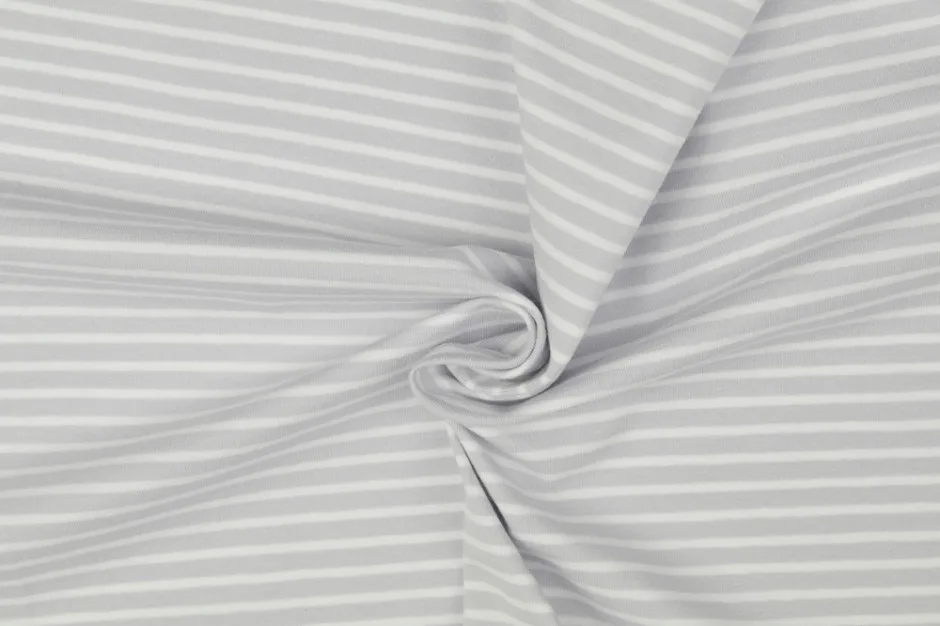 Baumwolljersey in Grau/Weiß, Meterware im Detail