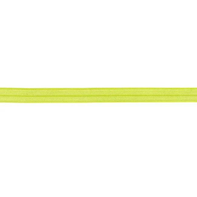 Elastisches Schrägband in Hellgrün, 15 mm breit, Meterware im Ausschnitt