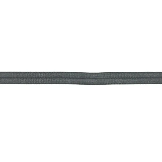Elastisches Schrägband in Anthrazit, 15 mm breit, Meterware im Ausschnitt