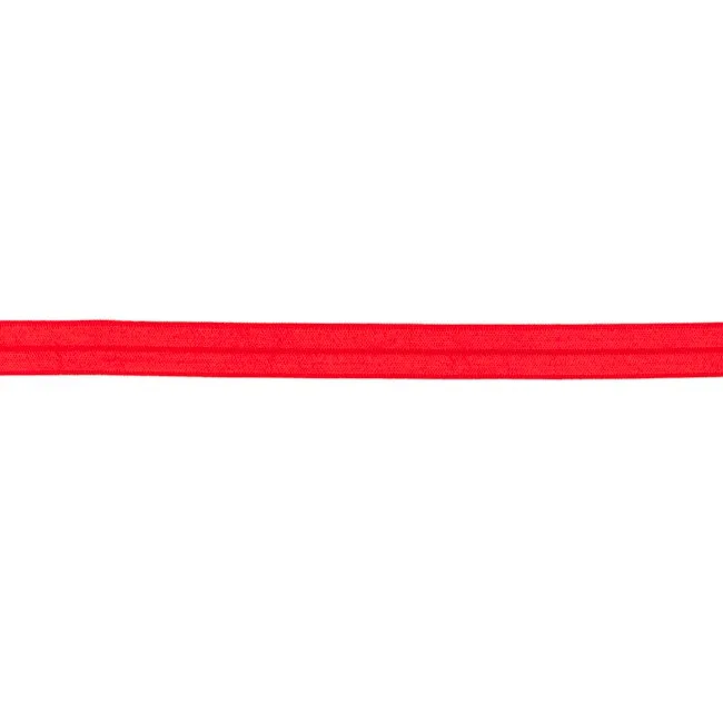 Elastisches Schrägband in Rot, 15 mm breit, Meterware im Ausschnitt