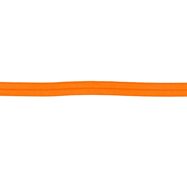Elastisches Schrägband in Orange, 15 mm breit, Meterware im Ausschnitt