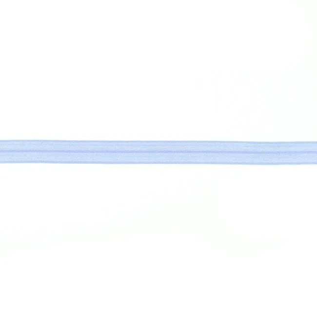 Elastisches Schrägband in Hellblau, 15 mm breit, Meterware im Ausschnitt