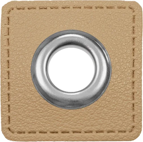 Ösen-Patches Beige, Nahaufnahme im Sortiment der Stoffkönigin