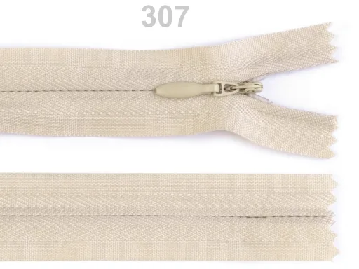 Nahtverdeckter Reißverschluss 22 cm in Sand, Spirale 3 mm