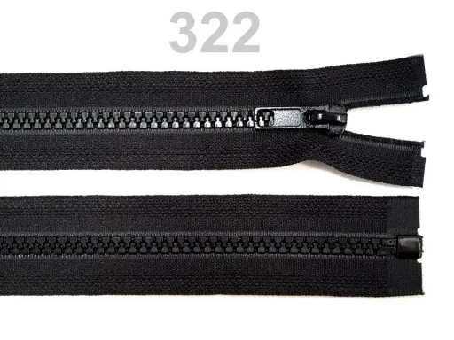 Reißverschluss teilbar 65 cm in Schwarz, Krampe 5 mm