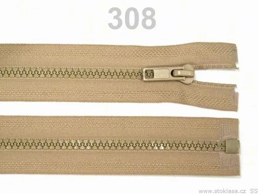 Reißverschluss teilbar 65 cm in Beige, Krampe 5 mm