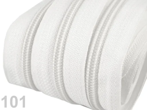 Reißverschluss als Meterware in Weiß, spiralförmig, mit 5 mm Spiralbreite