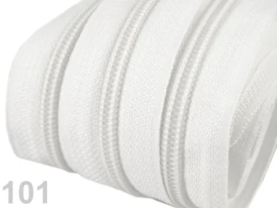 Reißverschluss als Meterware in Weiß, spiralförmig, mit 5 mm Spiralbreite
