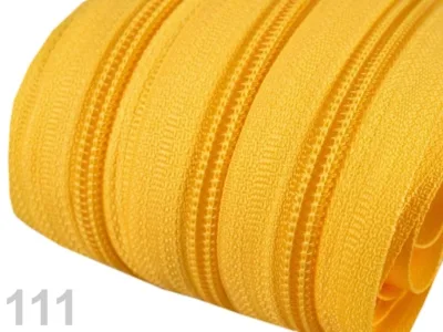 Reißverschluss als Meterware in Gelb, spiralförmig, mit 5 mm Spiralbreite