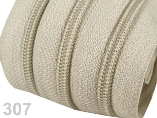 Reißverschluss als Meterware in Sand, spiralförmig, mit 5 mm Spiralbreite