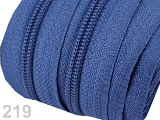 Reißverschluss als Meterware in Blau, spiralförmig, mit 5 mm Spiralbreite