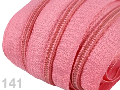 Reißverschluss als Meterware in Rosa, spiralförmig, mit 5 mm Spiralbreite