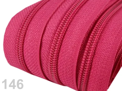 Reißverschluss als Meterware in Pink, spiralförmig, mit 5 mm Spiralbreite